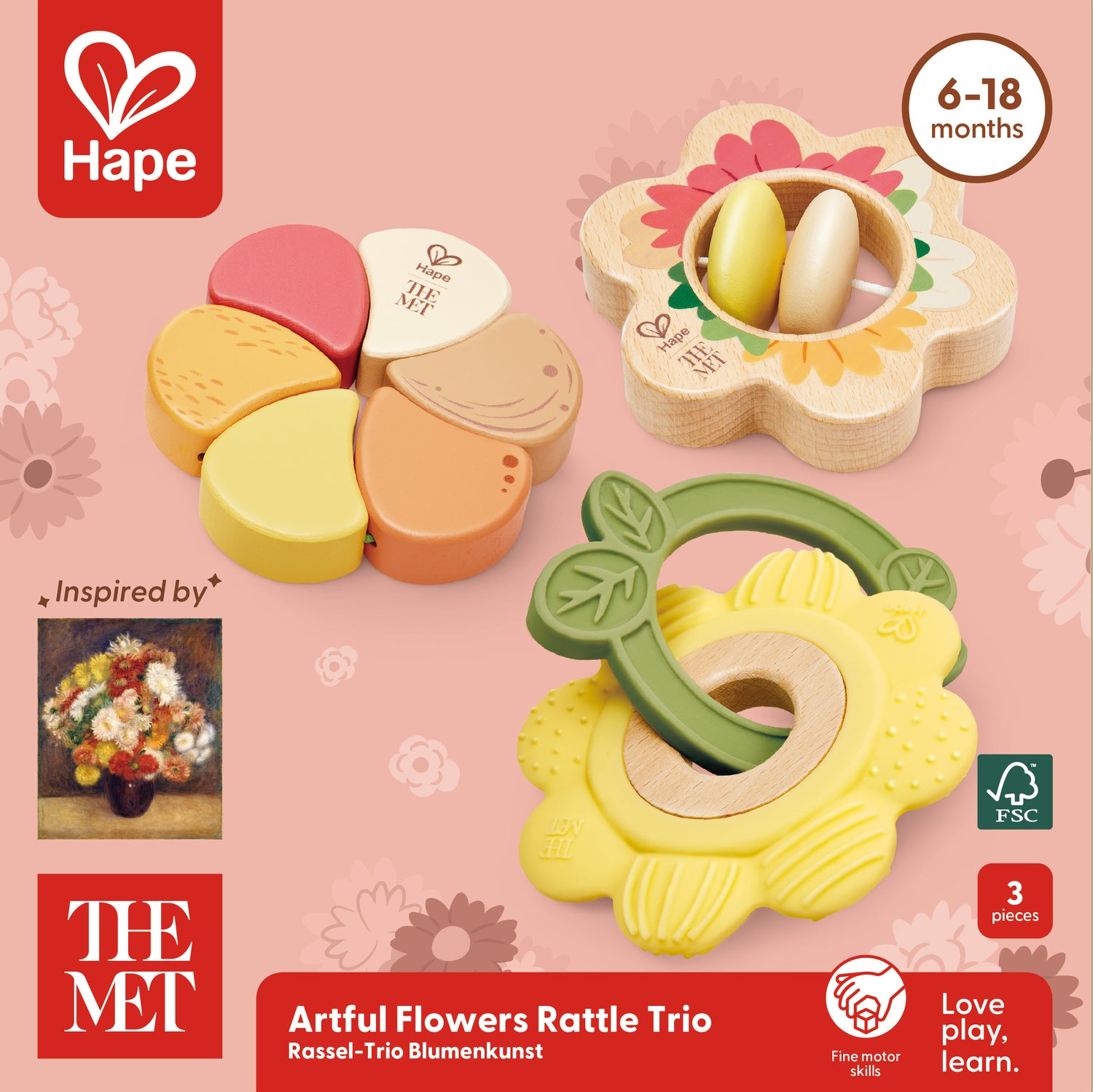 Artful Flowers Rattle Trio