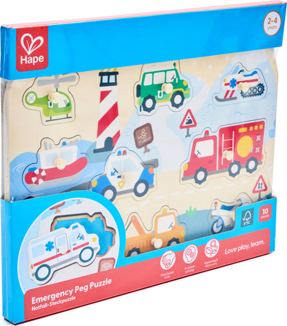 Emergency Vehicles Peg Puzzle