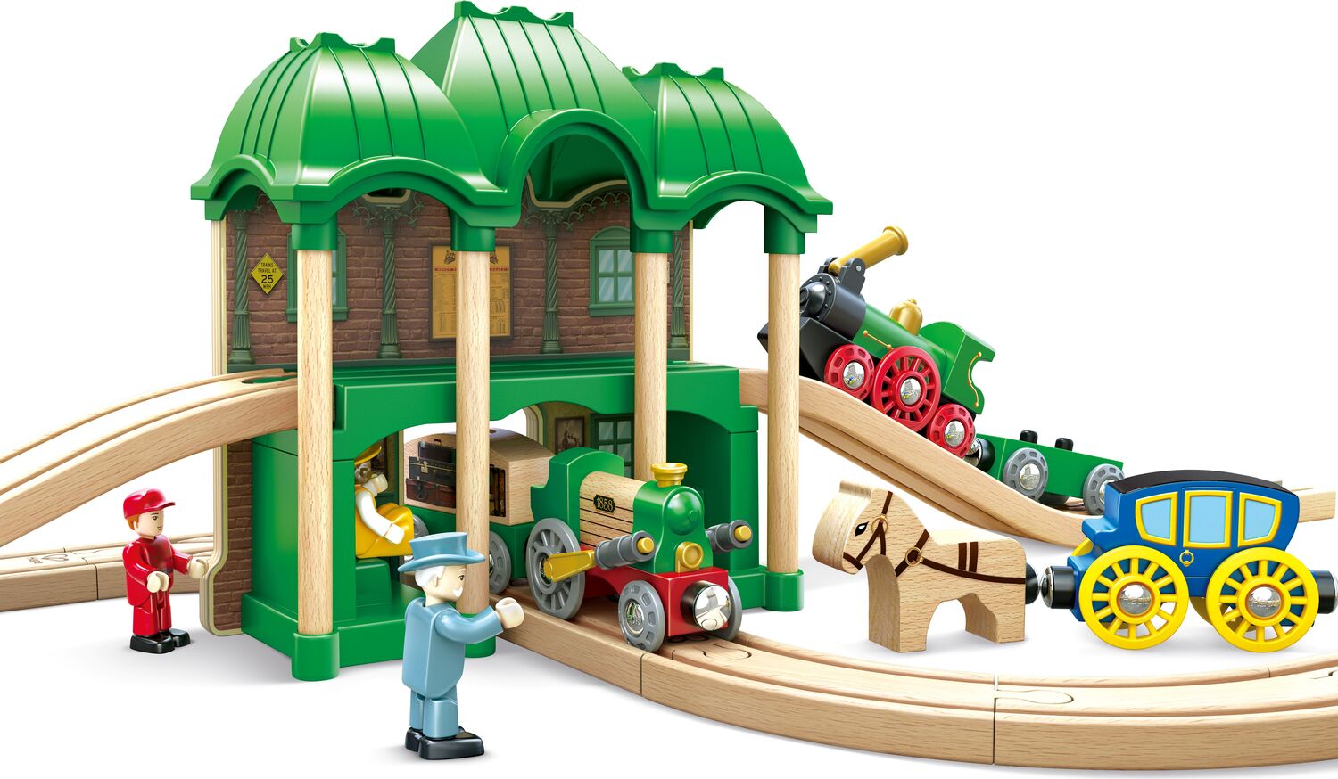 Wooden Retro Train & Station Set (DS)