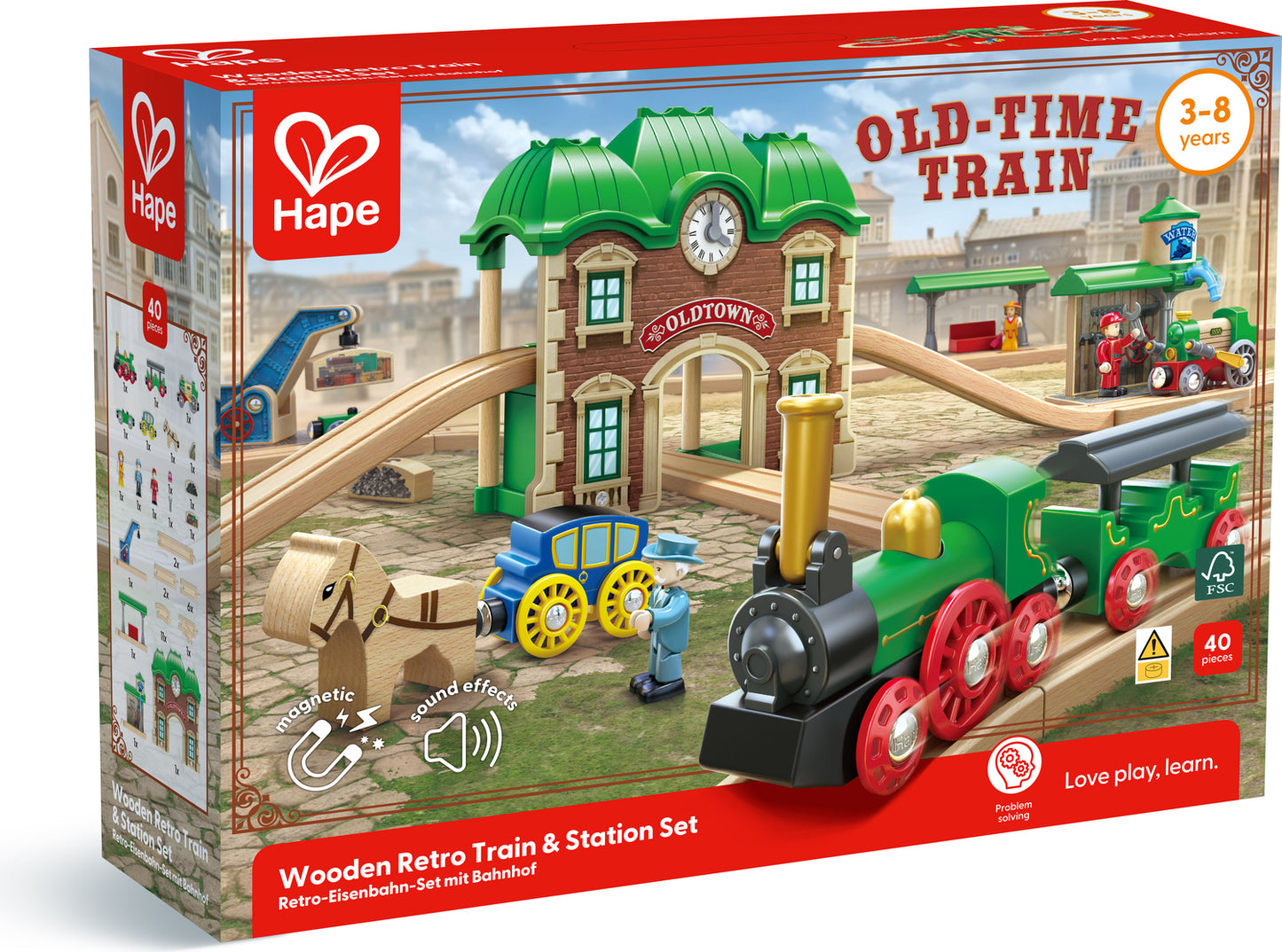 Wooden Retro Train & Station Set (DS)