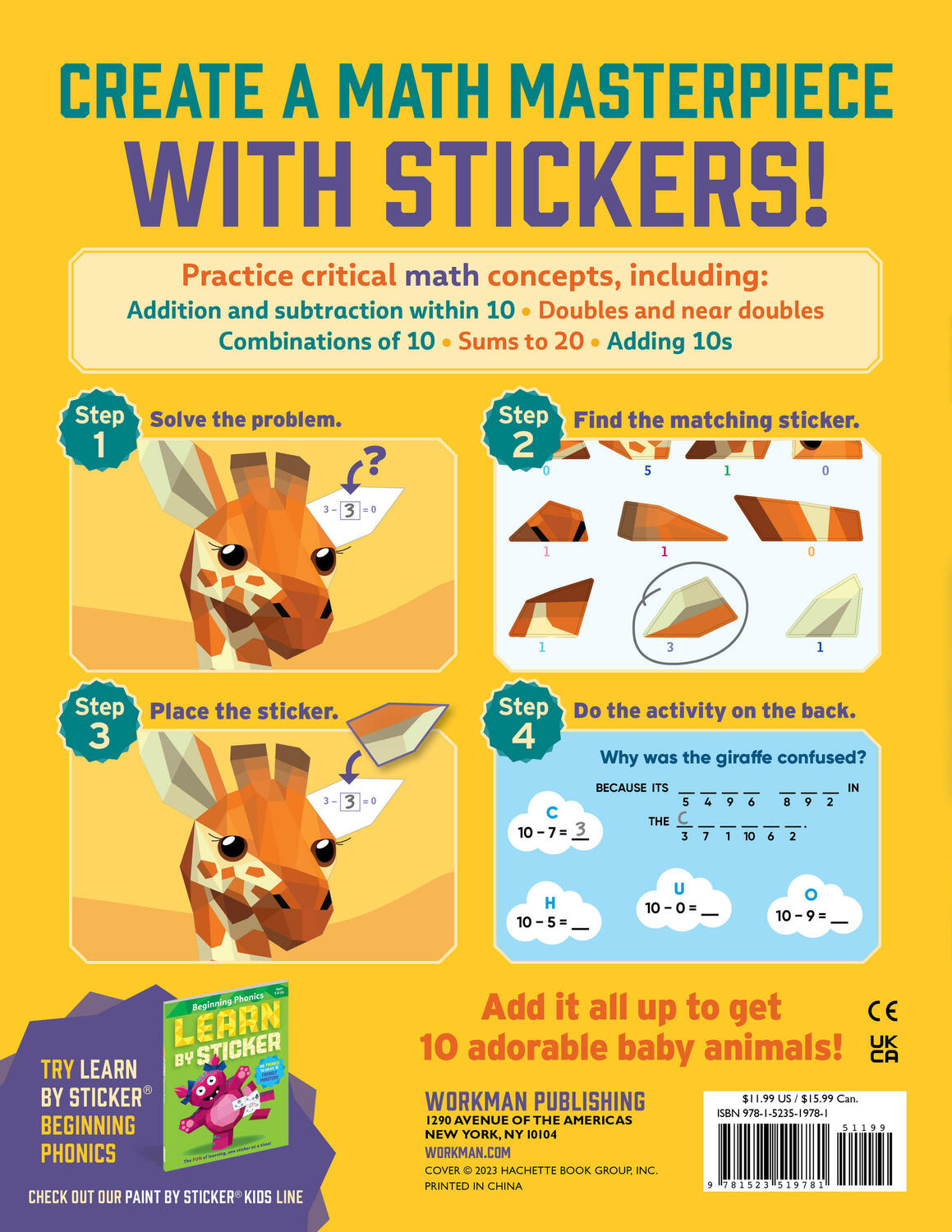 Learn by Sticker: Addition and Subtraction: Use Math to Create 10 Baby Animals!