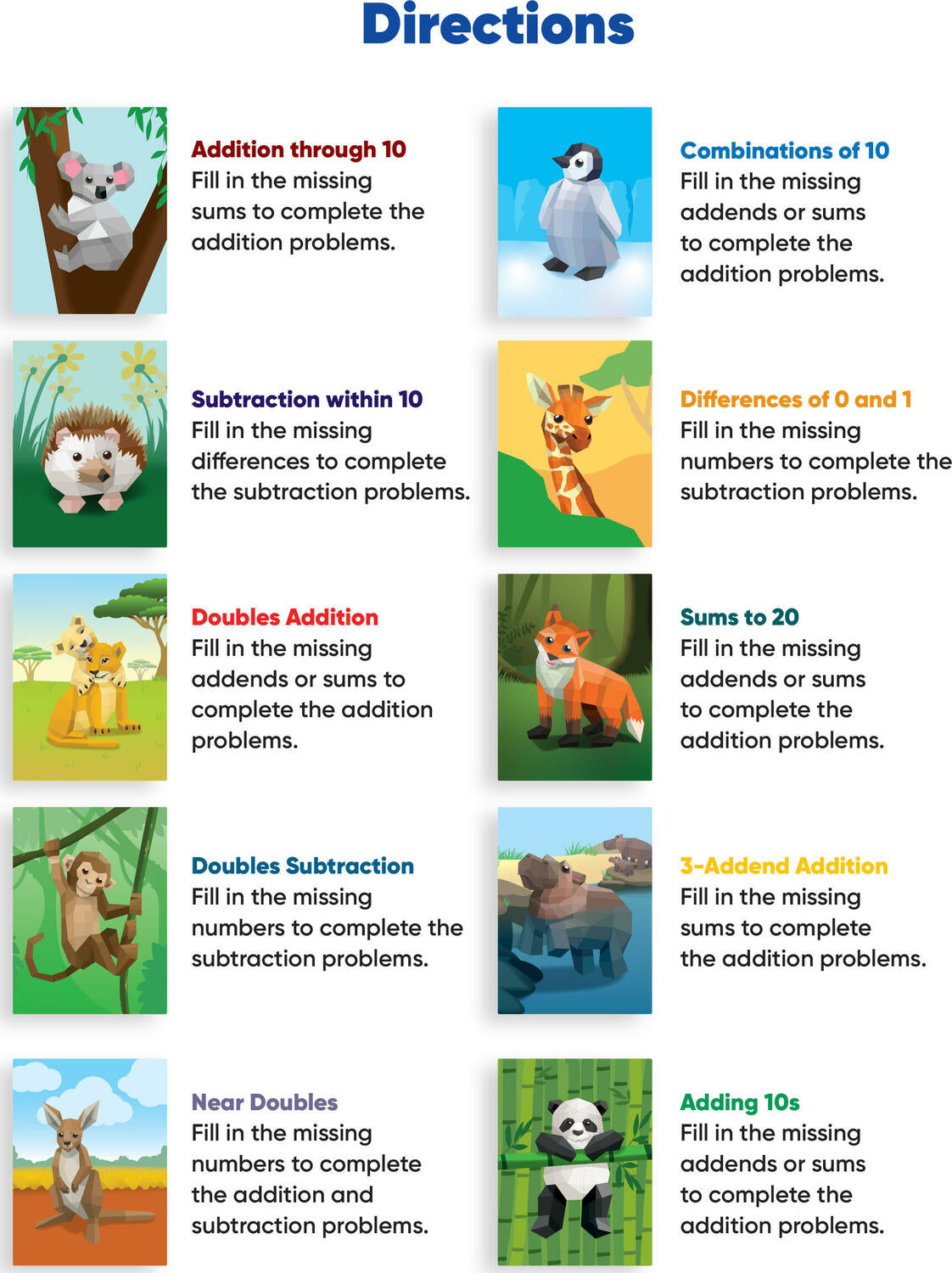 Learn by Sticker: Addition and Subtraction: Use Math to Create 10 Baby Animals!