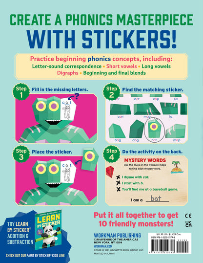 Learn by Sticker: Beginning Phonics: Use Phonics to Create 10 Friendly Monsters!