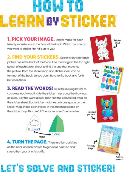Learn by Sticker: Beginning Phonics: Use Phonics to Create 10 Friendly Monsters!