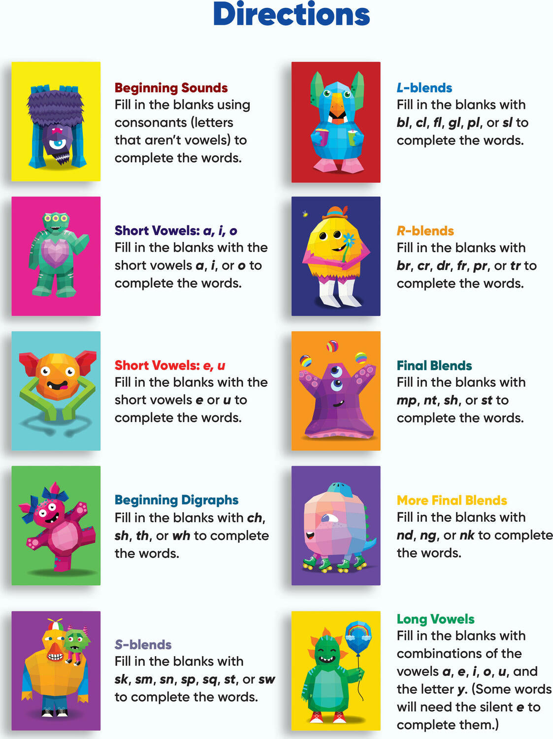 Learn by Sticker: Beginning Phonics: Use Phonics to Create 10 Friendly Monsters!