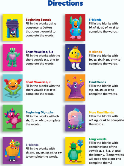 Learn by Sticker: Beginning Phonics: Use Phonics to Create 10 Friendly Monsters!