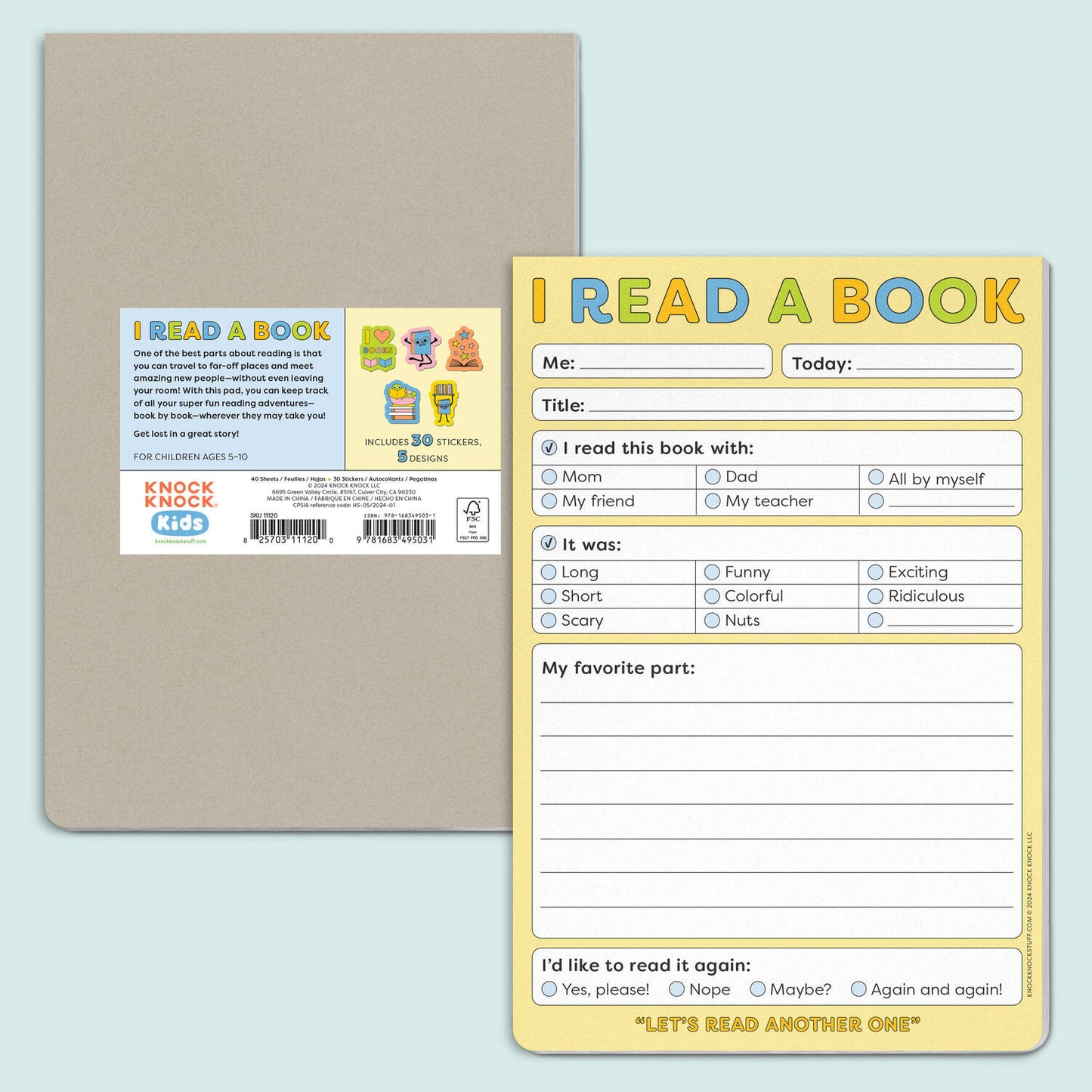 I Read a Book Playtime Pad with Sticker Sheet