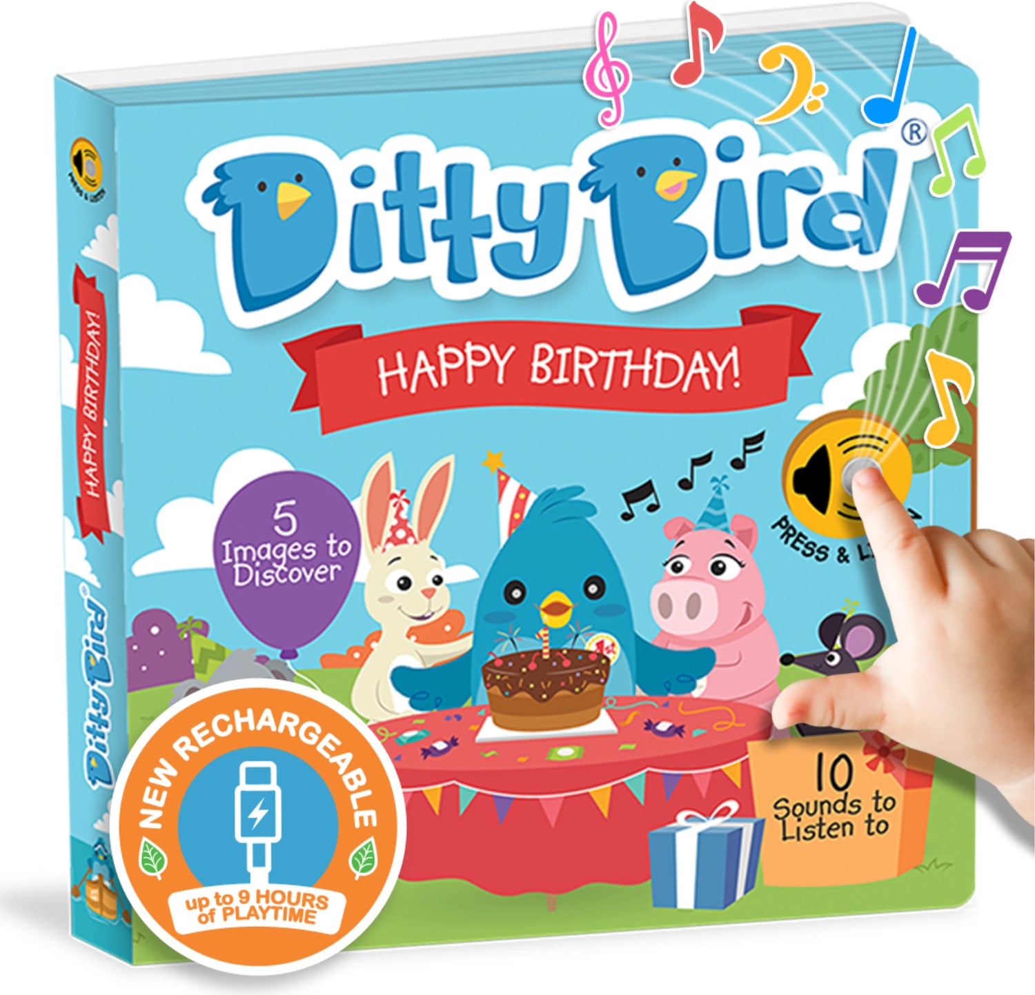 Ditty Bird | Happy Birthday book | Interactive Sound Book for toddlers 1- 3 | Musical Gift for baby 1 year old