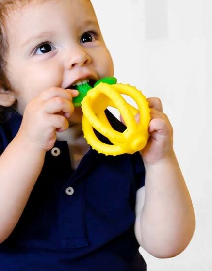 Teething Happens - Silicone Teether - Lemon Drop Teether Ball