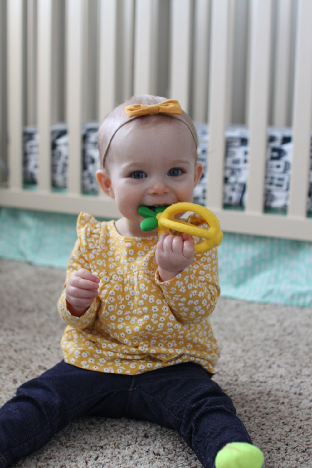 Teething Happens - Silicone Teether - Lemon Drop Teether Ball