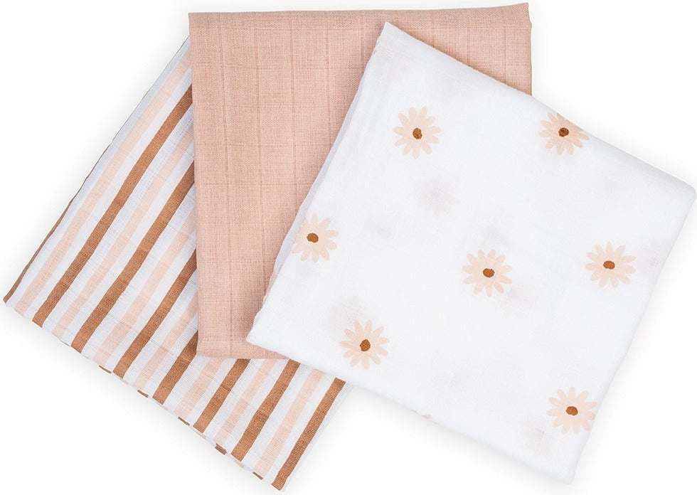 Lulujo Receiving Blankets - Daisies - 28x28"