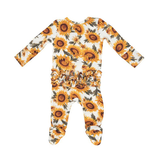 Fall Sunflower Zipper Footie