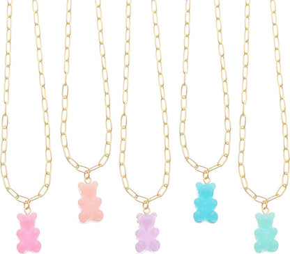 Lil Bear Thang Paperclip Necklace - Pastel Glitter