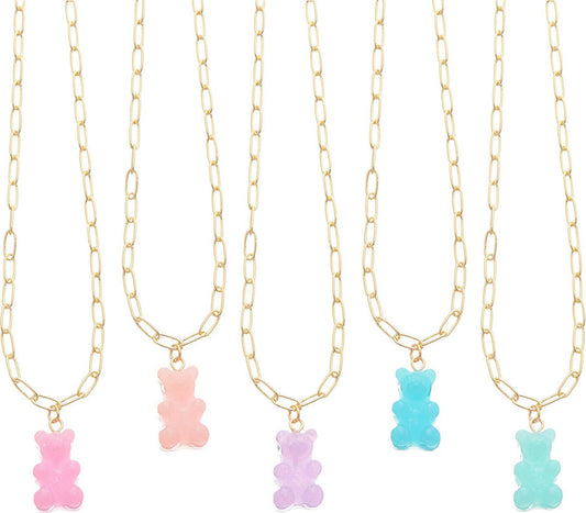 Lil Bear Thang Paperclip Necklace - Pastel Glitter