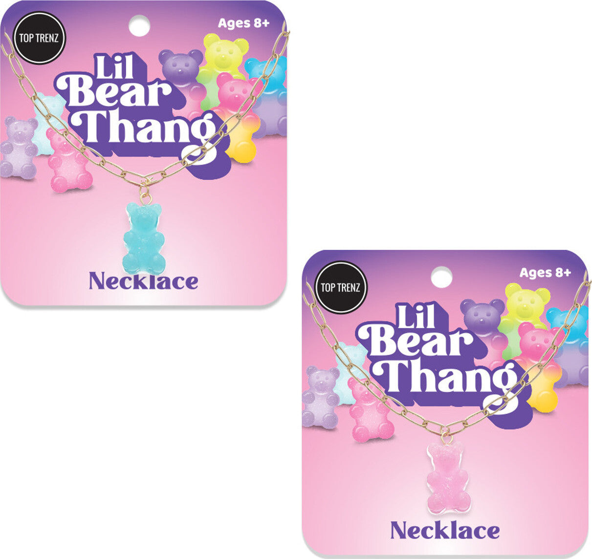 Lil Bear Thang Paperclip Necklace - Pastel Glitter
