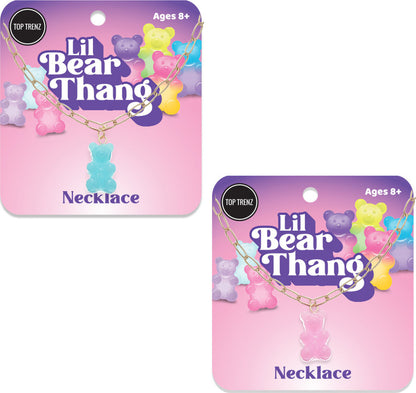 Lil Bear Thang Paperclip Necklace - Pastel Glitter